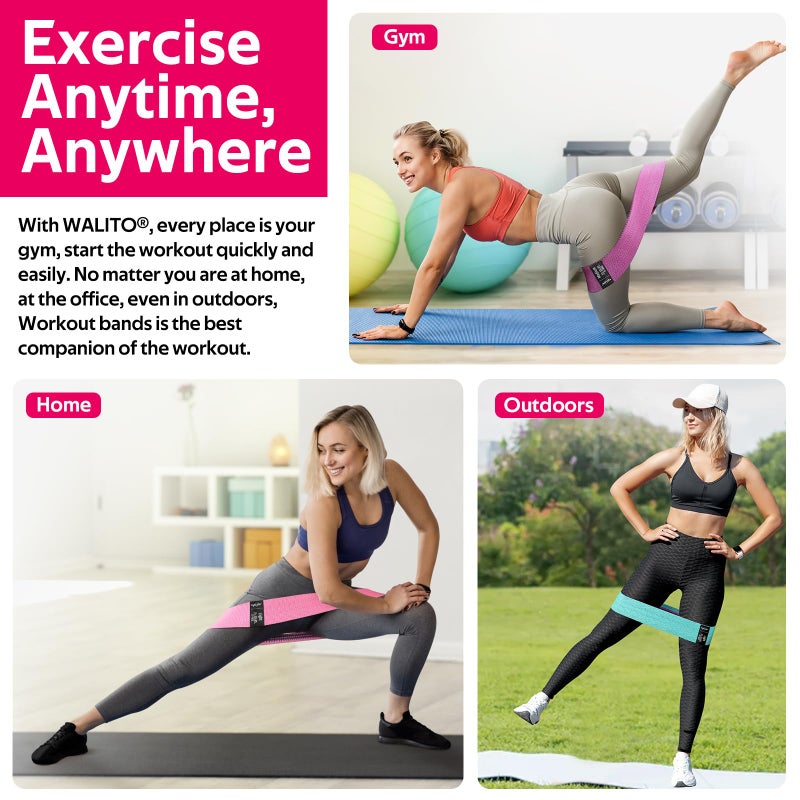 WALITO Resistance Bands for Legs and Butt  Fabric Exercise Loop Bands Yoga  Pilates  Rehab  Fitness and Home Workout  Strength Bands for Booty - Image 5